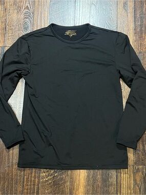 Men's Black Long Sleeve Crewneck Shirt - Performance Stretch